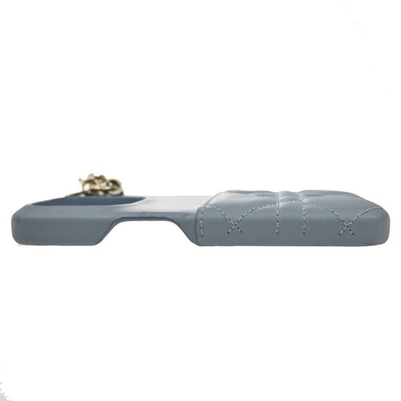 CHRISTIAN DIOR Logo Lady iPhone Case 14 Pro Leather Blue Italy - Picture 4 of 5